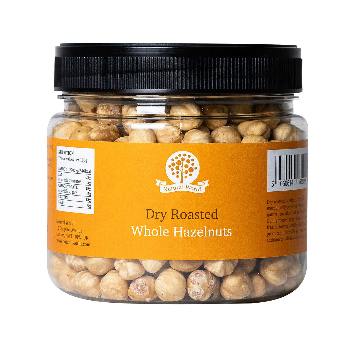 Dry Roasted Whole Hazelnuts – Unsalted (500g)-0