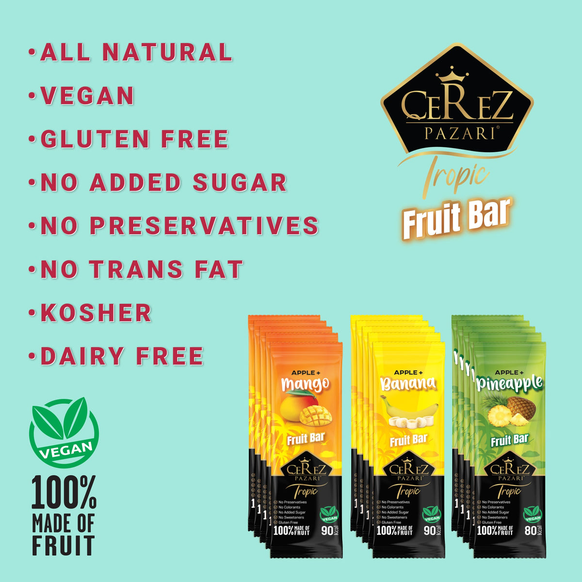 Dried Fruit Roll Ups Banana, Pineapple & Mango 25g x 15 pack