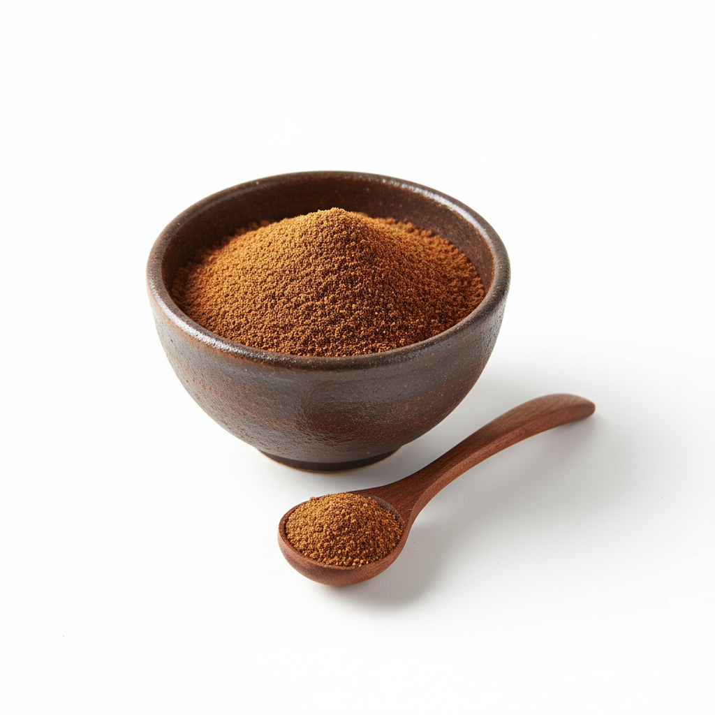 Ground cloves powder in a ceramic bowl on white background